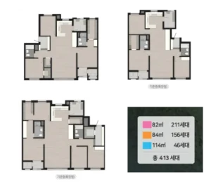 부여 골드클래스 34평 아파트 평면도 분석  82㎡ 84㎡ 114㎡형