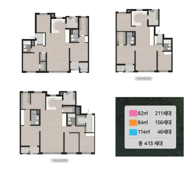 부여 골드클래스 34평 아파트 평면도 분석  82㎡ 84㎡ 114㎡형