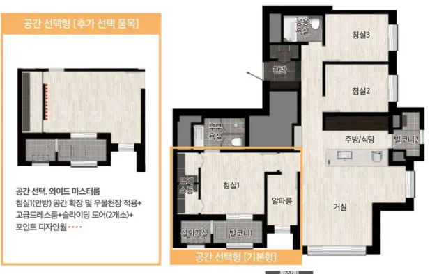 오퍼스 한강 스위첸 33평 39평 평면도 분양가